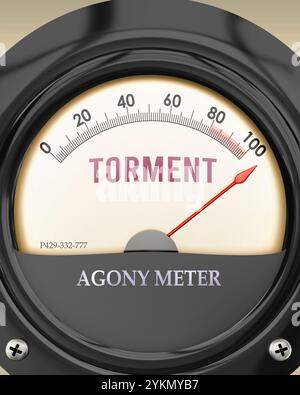 Torment and Agony Meter qui frappe une pleine échelle, montrant un très haut niveau de tourment Banque D'Images