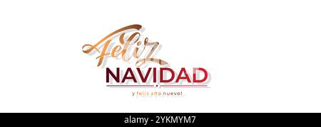 Feliz Navidad espagnol Joyeux Noël moderne calligraphie lettrage sur autocollant pour les salutations de saison. Illustration de Vecteur