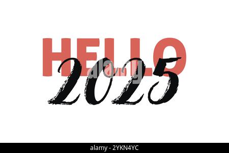 Bonjour 2025 carte de devis. Design typographique moderne, simple et minimal. Isolé sur fond blanc Illustration de Vecteur