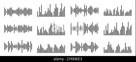 Collection d'ondes sonores. Ligne d'ondes sonores audio aléatoires. Illustration de Vecteur