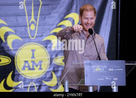 Document photo fourni par Invictus Games du duc de Sussex qui lance un programme scolaire à Vancouver, Canada, avant les Jeux Invictus qui auront lieu à Vancouver et à Whistler en février. Date de la photo : lundi 18 novembre 2024. Banque D'Images