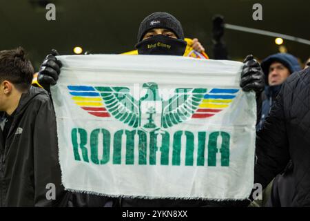 Bucarest, Roumanie. 18 novembre 2024. Ultras roumains lors du match de football de l'UEFA Nations League, League C, Group C2 entre la Roumanie et Chypre le 18 novembre 2024 à l'Arena Nationala de Bucarest, Roumanie - photo Mihnea Tatu/Lightspeed images/DPPI crédit : DPPI Media/Alamy Live News Banque D'Images