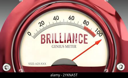 Brilliance et Genius Meter qui atteint sa pleine échelle, montrant un très haut niveau de brillance Banque D'Images