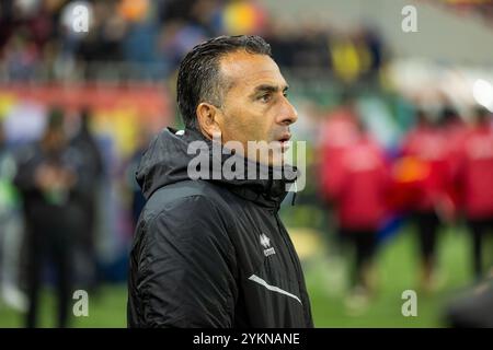 Bucarest, Roumanie. 18 novembre 2024. Le manager chypriote Sofronis Avgousti lors du match de football de l'UEFA Nations League, League C, Group C2 entre la Roumanie et Chypre le 18 novembre 2024 à l'Arena Nationala de Bucarest, Roumanie - photo Mihnea Tatu/Lightspeed images/DPPI crédit : DPPI Media/Alamy Live News Banque D'Images