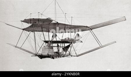 La machine volante de Sir Hiram Maxim, c1894. Sir Hiram Stevens Maxim, 1840 – 1916. Inventeur britannique d'origine américaine. Tiré de Wings of War, publié en 1942. Banque D'Images