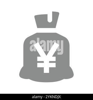 Icône de vecteur de sac d'argent yen. Symbole sac d'argent ou sac en monnaie japonaise. Illustration de Vecteur
