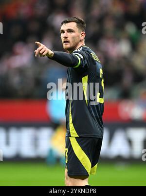 L'écossais Andrew Robertsonpendant le match du Groupe A1 de l'UEFA Nations League au stade PGE Narodowy de Varsovie. Date de la photo : lundi 18 novembre 2024. Banque D'Images