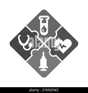 Logo puzzle santé et médecine. Santé, jeu d'icônes de vecteur médical. Illustration de Vecteur