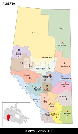 Carte des districts de recensement de l'Alberta, Canada Banque D'Images