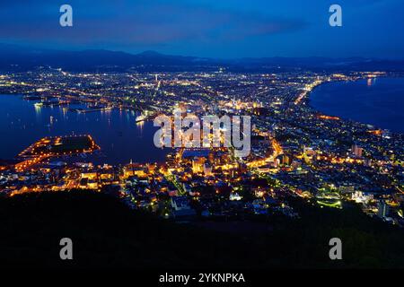 Vue de nuit depuis le mont Hakodate Banque D'Images