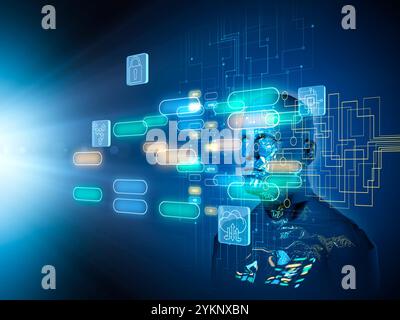 État de sélection de la surveillance du robot de commande automatique Banque D'Images