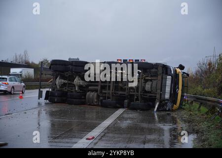 Unfall auf der BAB7 BEI Hannover : Umgekippter Betonmischer sorgt für kilomterlangen Stau Ort : BAB7 Anschlusstelle Hannover Anderten / Niedersachsen Datum : 19.11.2024, CA. 08:00 Uhr Ein Unfall auf der A7 sorgt am heutigen Dienstagmorgen für erhebliche Verkehrsbehinderungen im Bereich Hannover. Zwischen dem Kreuz Hannover/Kirchhorst und der Anschlussstelle Hannover-Anderten ist die Fahrbahn in Richtung Kassel derzeit nur einspurig befahrbar, nachdem ein 61-jähriger Fahrer mit einem Betonmischer BEI starkem Regen ins Schleudern geraten und umgestürzt ist. Der Unfall führte zu einem mehrstündigen Banque D'Images