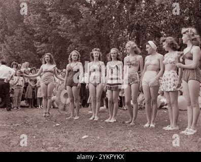 Photo vintage de la vie des mineurs américains. Quelques-unes des entrées dans le concours de beauté. Le prix est le centre des activités d'extraction du charbon pour l'Utah. Price, Carbon County, Utah. ÉTATS-UNIS. Juillet 1946 Banque D'Images