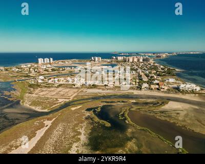 Vue aérienne de la Manga del Mar Menor, région de Murcie, Espagne. Photo de haute qualité Banque D'Images