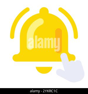 Cliquez sur l'icône de la cloche de notification. illustration vectorielle de style plat Illustration de Vecteur