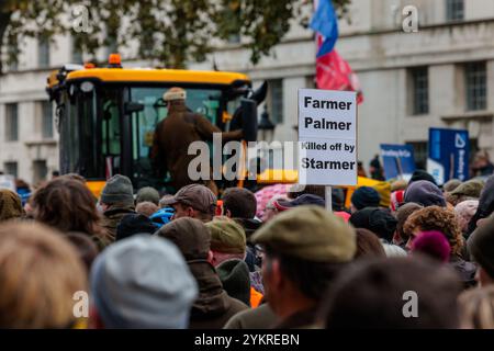 Rassemblement des agriculteurs, Westminster, Londres, Royaume-Uni. 19 novembre 2024. Des milliers de personnes ont assisté à une manifestation organisée par le Syndicat national des agriculteurs (NFU) contre la décision de Rachel Reeves d’imposer un impôt sur les successions (IHT) sur toutes les exploitations agricoles, d’une valeur de plus d’un million de livres sterling. Crédit : Amanda Rose/Alamy Live News Banque D'Images