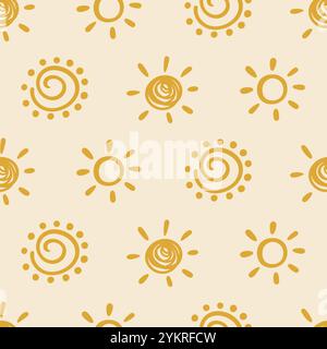 Fond tribal Boho Aztec Sun Seamless Pattern Illustration de Vecteur