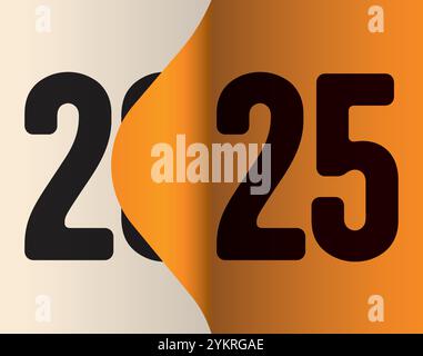 Concept de bonne année avec Split Year Design. Un effet de retournement de page montrant la fin de 2024 et le début de 2025 Illustration de Vecteur