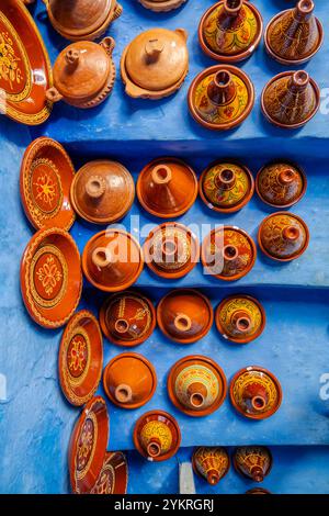 Céramique pour tagine à Chefchaouen, Maroc Banque D'Images