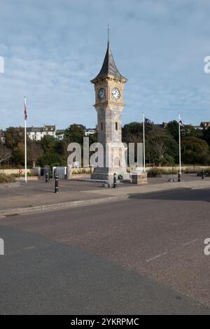 Tour de l'horloge sur le front de mer d'Exmouth, Devon, Angleterre Banque D'Images