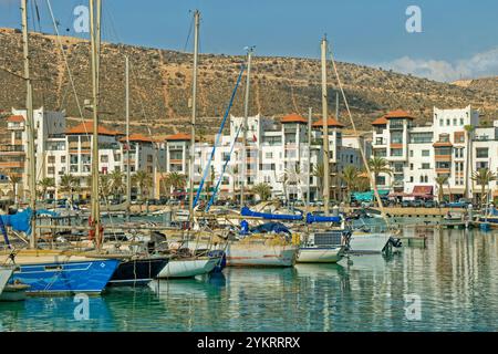 Le port de plaisance public d'Agadir dans la province de Souss-Massa, sud-ouest du Maroc, Afrique. Banque D'Images