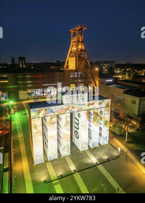 Installation artistique temporaire Global Gate sur le site du patrimoine mondial de l'UNESCO Zeche Zollverein, interprétation du Tor Tor de Brandebourg faite de 37 freigh Banque D'Images