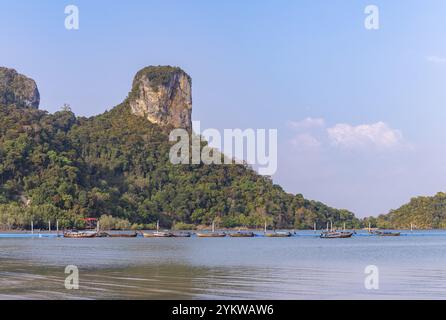 Une photo du paysage côtier de Railay Beach East, Ao Nang Banque D'Images