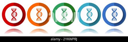 Icônes vectorielles coupées par ADN, ensemble d'icônes plates pour la conception de logo, le webdesign et les applications mobiles, collection colorée de boutons web en eps 10 Illustration de Vecteur