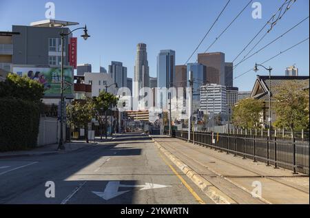 Une photo du centre-ville de Los Angeles vue depuis Little Tokyo Banque D'Images