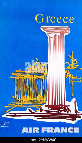 Georges Mathieu - affiche de voyage Air France - 1967 Banque D'Images