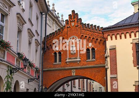 Vieux détail de porte en brique rouge à Cracovie Pologne Banque D'Images