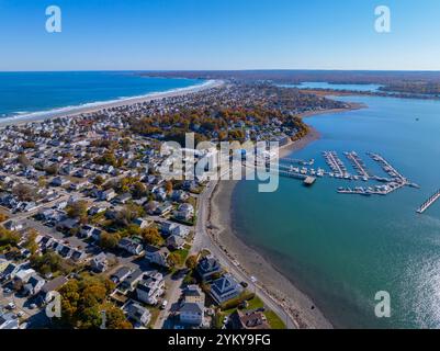 Yachts Marina at Safe Harbor Sunset Bay vue aérienne à Hull Bay dans Allerton Village, ville de Hull, Massachusetts ma, États-Unis. Banque D'Images