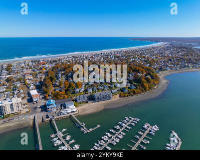 Yachts Marina at Safe Harbor Sunset Bay vue aérienne à Hull Bay dans Allerton Village, ville de Hull, Massachusetts ma, États-Unis. Banque D'Images