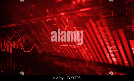 Analyse de trading graphique du marché boursier investissement financier en rouge, bourse financière ou forex graphique graphique du marché boursier graphique crise d'affaires Banque D'Images