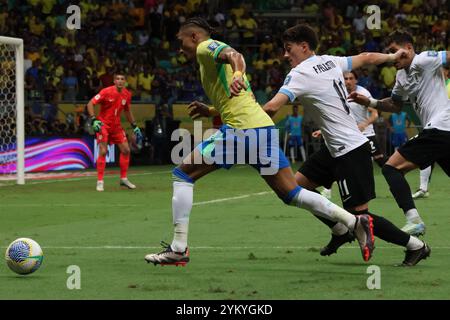 Salvador, Brésil. 19 novembre 2024. Match entre le Brésil et l'Uruguay, valable pour les qualifications à la Coupe du monde 2026, ce mardi (29) à l'Arena fonte Nova, à Salvador/BA. Crédit : Laura Lopes/FotoArena/Alamy Live News Banque D'Images