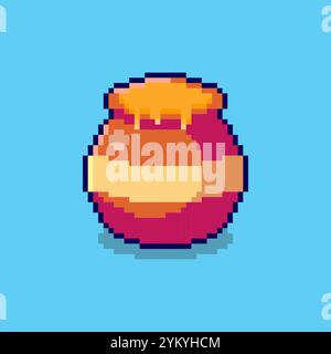 Design d'actifs de jeu Pixel art Honey pot Illustration de Vecteur