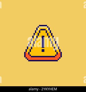 Pixel art signe d'avertissement avec point d'exclamation conception d'actif de jeu Illustration de Vecteur