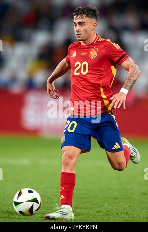 Albacete, Espagne. 19 novembre 2024. Alberto Moleiro de l'Espagne U21 vu en action lors du match entre l'Espagne U21 et le Danemark U21 à l'Estadio Municipal Carlos Belmonte. Score final : Espagne U21 2 :1 Danemark U21 crédit : SOPA images Limited/Alamy Live News Banque D'Images