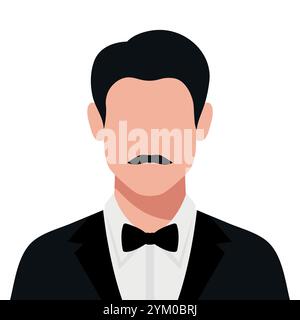 Homme abstrait sans visage avec moustache en smoking et noeud papillon. Illustration vectorielle Illustration de Vecteur