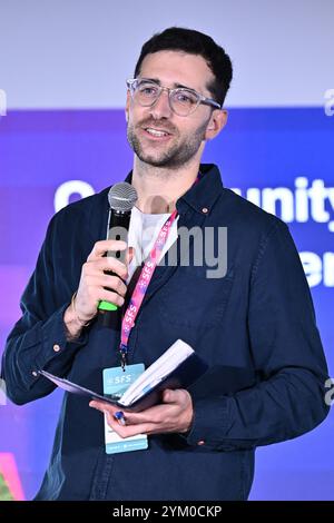 Stefano D'Errico REPORTAGE COMMUNAUTAIRE sur LE FOOTBALL lors du Sommet social du football 2024 au stade olympique le 19 novembre 2024 à Rome, Italie. Banque D'Images