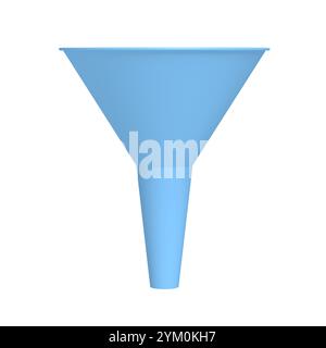 Entonnoir bleu isolé sur fond blanc. illustration 3d. Banque D'Images