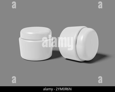 Blanc Blank Cosmetic Jar Mockup 3D réaliste Banque D'Images