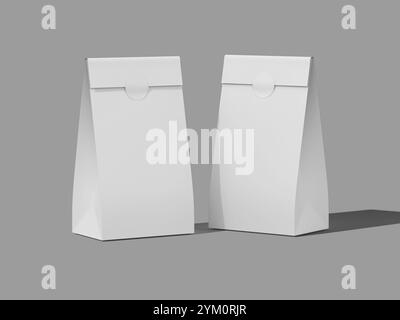 Vue de face Blanc Blank Pouch Packaging maquette 3D. Banque D'Images