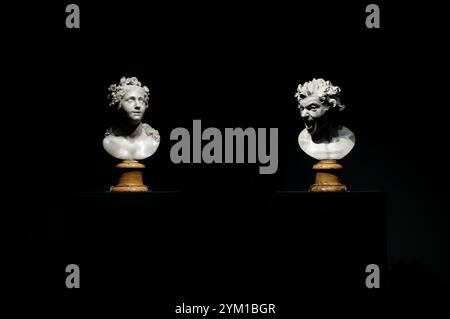 Les sculptures 'Damned Soul' (R) et 'Blessed Soul' (l), du sculpteur et architecte italien Gian Lorenzo Bernini Banque D'Images