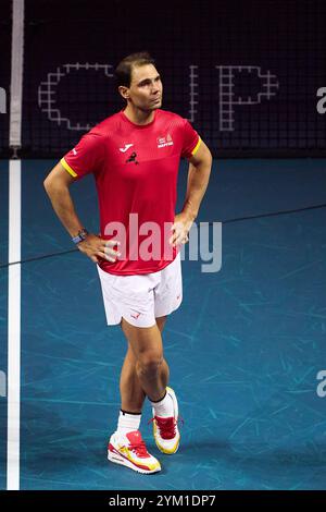 MALAGA, ESPAGNE - 19 NOVEMBRE : Rafael Nadal de Team Spain lors de ses adieux après le quart de finale entre les pays-Bas et l'Espagne lors de la finale de la Coupe Davis au Palacio de Deportes Jose Maria Martin Carpena le 19 novembre 2024 à Malaga, Espagne. (Photo de QSP) Banque D'Images