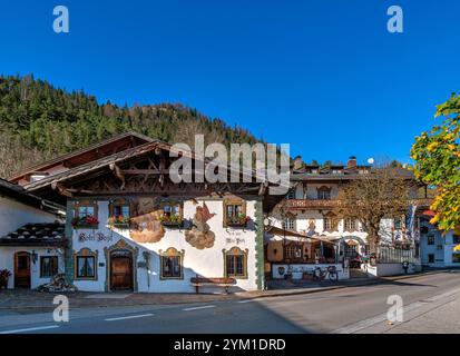 Hotel zur Post, Wallgau, Werdenfelser Land, Oberbayern, Bayern, Deutschland, Europa Hotel zur Post, Wallgau, Werdenfelser Land, Oberbayern, Bayern, de Banque D'Images