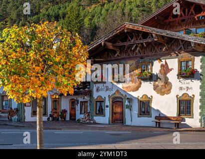 Hotel zur Post, Wallgau, Werdenfelser Land, Oberbayern, Bayern, Deutschland, Europa Hotel zur Post, Wallgau, Werdenfelser Land, Oberbayern, Bayern, de Banque D'Images