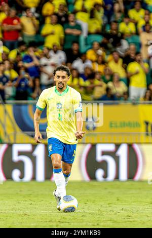 Salvador, Bahia, Brésil. 20 novembre 2024. Salvador (BA), 11/19/2024 Ã¢â‚¬' qualificatifs/brésil/uruguay/BA Ã¢â‚¬' marquinhos du brésil, lors du match entre le brésil et l'uruguay, valable pour le 12ème tour des qualifications pour la coupe du monde 2026, qui se tient dans la ville de salvador, ce mardi 19 novembre 2024. (Crédit image : © Pedro Paulo Diaz/TheNEWS2 via ZUMA Press Wire) USAGE ÉDITORIAL SEULEMENT! Non destiné à UN USAGE commercial ! Banque D'Images
