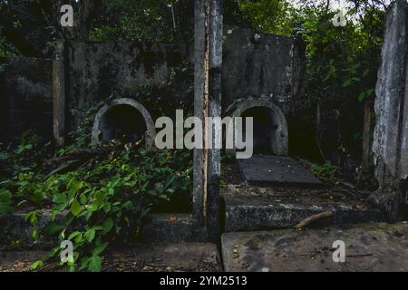 Ruines d'Armero, Colombie — une ville fantôme enterrée par une coulée de boue volcanique en 1985. Un symbole obsédant de tragédie, de mémoire et de puissance de la nature. Banque D'Images