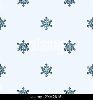 Motif sans couture hivernal lumineux avec flocons de neige. Nouvel an sans fin et fond de Noël. Conception pour papier d'emballage Illustration de Vecteur